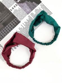 3pcs/Set Suede Velvet Headband For Women, Cross-Over Minimalist Solid Color Headband For Girls Summer Hair Accessories - Black, Green, Red - View 6