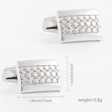 Smooth Rhinestone Inlaid Electroplated Silver Cufflinks, Men's French Shirt Cufflinks - Silver - View 11