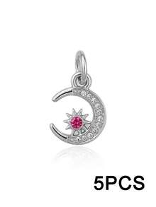 5pcs DIY Beaded Bracelet Accessories Ocean Vacation Style Rhinestone Pendant Starfish/Jellyfish/Moon Star/Bow/Rabbit Charms Jewelry For Women - Multicolor - View 17