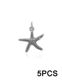 5pcs DIY Beaded Bracelet Accessories Ocean Vacation Style Rhinestone Pendant Starfish/Jellyfish/Moon Star/Bow/Rabbit Charms Jewelry For Women - Multicolor - View 20