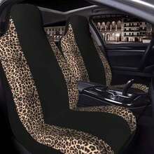 5-Seat 1pc Full Black Center Stripe Leopard Print Car Seat Cover, Car Accessories, Leopard Print Pattern Women's Car Seat Cover, Car Decor, Car Seat Cover, Car Interior Accessories, Men's Car Seat Cover, Full Set Car Essentials, Black Center Stripe Leopard Print, Yellow Center Stripe Leopard Print, All Season Applicable, Dust-Proof And Stain-Resistant, Summer Exclusive Car Seat Cover, Suitable For Cute Women - Multicolor - View 13