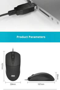 AOC's New White-Label 121 Wired USB Mouse Is Perfect For Home, Office, Gaming, Business, Laptops, And Desktops. It Features Sound And Is A Wired Mouse. - View 7