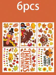 Thanksgiving Window Decals, Autumn Static Cling Window Stickers, Maple Leaf, Turkey And Pumpkin Glass Stickers, Thanksgiving And Autumn Home Decor, Suitable For Kitchen Windows, Party Supplies And Indoor/Outdoor Decoration - Multicolor - View 8