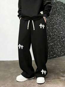 1pc Teen Boys Casual Straight Leg Loose Fit Sweatpants, Suitable For Home Relaxation And Outdoor Activities, All Season Style - Black - View 5