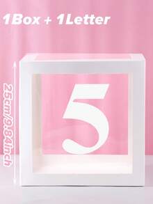 1/4件 25cm 白色字母透明盒，嬰兒洗禮盒，生日裝飾，婚禮裝飾，婚禮週年紀念裝飾，單身派對，新娘洗禮，桌面裝飾，首字母透明氣球盒驚喜禮物盒，拼名字母盒 - 白色 - 查看 29
