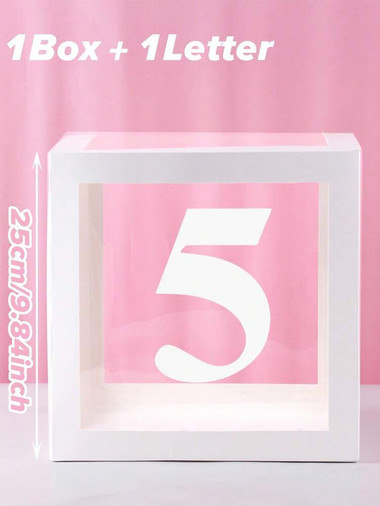 1/4件 25cm 白色字母透明盒，嬰兒洗禮盒，生日裝飾，婚禮裝飾，婚禮週年紀念裝飾，單身派對，新娘洗禮，桌面裝飾，首字母透明氣球盒驚喜禮物盒，拼名字母盒 - 白色 - 查看 29