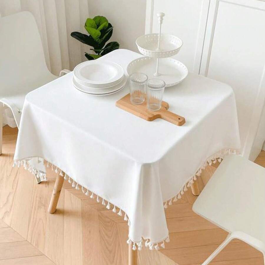 Nappe à franges - Blanc - Voir 1
