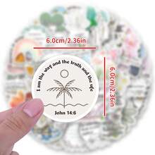 60PCS Bible Stickers, Inspirational Christian Stickers, Aesthetic Stickers, High Quality Stickers Scrapbook, Decorative Paper, Journaling, Laptop, Bumper, Skateboard, Water Bottles, Computer, For Gift Bags, Envelope Seals, Party Decoration - Bible-themed Minimalist Style - View 2