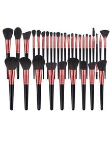 Conjunto Completo de Ferramentas de Maquiagem Preto e Ouro Rosa 1/27/32/59 Peças, Pincéis Cosméticos, Esponjas de Beleza, Almofadas de Pó Triangulares, Esponja de Limpeza, Faixa de Cabelo com Laço de Pelúcia, Tigela de Limpeza de Pincel de Silicone com Bolsa de Lavagem Transparente para Contorno Impecável Diário - Multicolorido - Visão 11