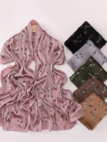 Spring/Summer New Satin Jacquard Modest Hijab Women's Satin Hand-Painted Print Muslim Hijab Shawl - Multicolor - View 4