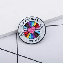 You Are With Me 琺瑯胸針 LGBT 驕傲彩虹心形胸章 翻領背包徽章 珠寶禮物 給同志同性朋友 - 彩色 - 查看 6