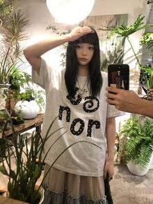 Korean Style Minimalist Bonor Polka Dot Letter Print Short Sleeve T-Shirt Women White Loose Round Neck Ins Top Japanese Salt Style Summer Slimming Versatile Casual Basic Top - Light Gray - View 3