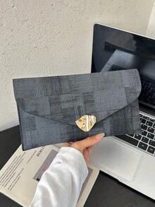 Tas Clutch Kasual Wanita, Tas Amplop Minimalis Modis dengan Desain Tekstur Unik Gaya Baru - MultiWarna - View 10