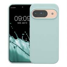 純色液態矽膠夏季清新配色手機殼，適用 9 9A 9 Pro XL 10 10 Pro 10 Pro XL，內裡絲滑觸感天鵝絨布料防摔手機殼，適用 Pixel 7A 8A 8 Pro 7 Pro 6A 6 Pro 5 5A - 淡青色 - 查看 7