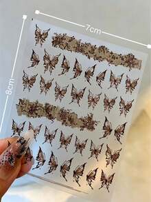 1pc Vintage Brown Tone Butterfly Sticker, INS Style Forest Material, Suitable For Decorating Instant Camera, Water Cup, Phone, Tablet, Notebook, Brown Tone Butterfly And Distressed Lace Elements, Vintage Gentle Style, Versatile Retro Atmosphere Decorative Sticker - Retro Brown Butterfly - View 6