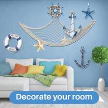 Party Fish Net Decoration - 100 * 200 Cm Fishing Net Decorative Net For Wall Photo Hanging Nautical Fishing Net Tablecloth Decoration Ocean Theme Birthday Party Rope Net - Beige - View 5