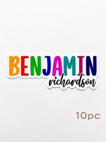 10pcs Custom Rainbow Name Stickers, Personalized Colorful Name Decals, Stickers Labels , Back To School Supplies, Water Bottles, Laptops - Multicolor - View 17