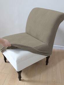 1PC Surf Jacquard Chair Cover, Polyester Elastic Jacquard, Machine Washable, Suitable For Living Room Study Sofa Chair Protective Cover - Khaki - View 5