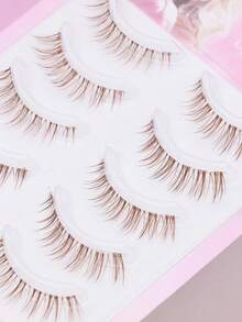 Brown Natural Thin Eyelash Clusters, Soft Lightweight Segmented DIY False Eyelashes, Reusable Natural Look Daily Makeup Eyelash Clusters - 棕色 - 查看 5
