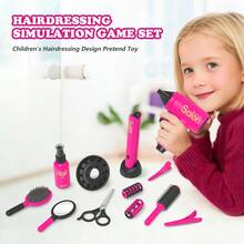 Perlengkapan Bermain Peran Salon Rambut Anak - Set Mainan Penataan Kecantikan dengan Pengering Rambut Non-Listrik & Aksesoris, Hadiah Bermain Peran untuk Anak Perempuan - MultiWarna - View 5