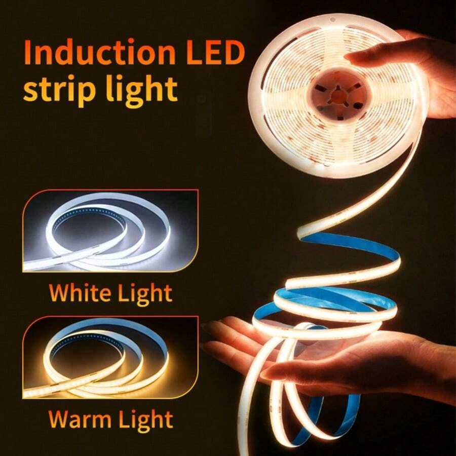 COB LED 燈條 暖白光 & 冷白光,無光斑可調光 LED 燈條附開關,可裁剪柔性燈條,適用於臥室、櫥櫃下方、衣櫃、天花板 (3.28英尺-32.8英尺 / 1米-10米) - 按鈕開關 - 查看 1