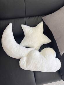 1pc Moon Star Cloud Throw Pillow, Children's Pillow, Soft And Comfortable Filling, Can Be Used As Decorative Floor Mat, Lumbar Pillow, Home Decor - White - View 5