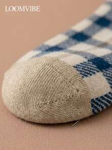 2 Pairs Unisex Diamond Plaid Vintage Jacquard Mid-Calf Socks, Sweat-Absorbent, Odor-Resistant, Anti-Slip, Wear-Resistant, Color-Block Vintage Artistic Casual Mid-Calf Socks, Suitable For Daily Commute, Vintage Outfits, Gift Matching - Multicolor - View 5