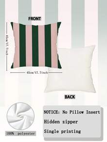 2pcs Pink Green Striped Throw Pillow Set, Super Soft Cushion, Patio Terrace Sofa Decorative Pillow (Pillow Insert Not Included) - Multicolor - View 2