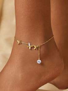 1pc S925 Sterling Silver Exquisite Butterfly Tassel Anklet For Women, Niche Design, Ins Style, Light Luxury, Sweet And Cute, Birthday Gift For Friends And Besties, Versatile For Daily Commute And Casual Wear - Butterfly - View 13