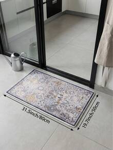 1pc Blue Moroccan Style Living Room Rug. Suitable For Kitchen, Dining Room, Bedroom, Room Holiday Decoration, Indoor/Outdoor, Office, Lobby, Anti-Slip Doormat, Bathroom Rug, Hallway, Study Gaming Area Rug. - Blue - View 17