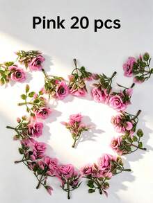 20件迷你人造玫瑰，7cm/2.8in逼真塑料花，易於照顧的四季花朵，適用於仙女花園、婚禮、房間裝飾、模型屋微縮、DIY手工藝和桌面中心裝飾，非常適合情人節、聖誕節、汽車、陽台、露台和花園 - 迷你玫瑰 - 查看 13