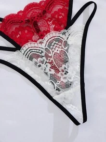 7件裝低腰性感蕾絲女用丁字褲，甜美女用內褲，柔軟彈性無縫女用內衣套裝 - 彩色 - 查看 5