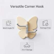 2/4/6Pcs Rotatable Butterfly Triple Hooks, No‑Punch Wall Hanging Storage Rack, Transparent Thickened Over Door Hook Organizer For Kitchen Cabinet Dorm Bedroom - View 2