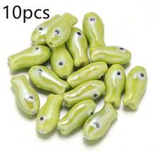 10件/包 陶瓷魚珠 10x20mm 雙面彩色波點魚珠，適用於手鍊、項鍊、DIY手機鍊、吊墜、鑰匙圈配件 - 雙色小魚珠 - 查看 21