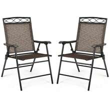[Free Shipping] Set Of 2 Patio Folding Chairs Sling Portable Dining Chair Set With Armrest-XY737067 - FXCZAMZOJW82W0 - View 3