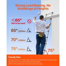 Lightweight Extendable Telescopic Ladder In Stainless Steel, With Multi-Button Retraction, 150 Kg Load Capacity And Non-Slip Feet, 9 Steps For Home, RV, Loft, 460 X 60 X 2540 Mm - 460 X 60 X 2540 mm - View 2