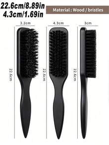 1pc Unisex Beard Brush Hair Brush, Smooth Backcomb, Tame Frizzy Flyaways, Edge Control Comb, Volumizing Wooden Handle Comb, Teasing Comb, Hairline Control, Slip-Through Comb, Plastic Hair Comb, Create Smooth Ponytail Bun - With Wide Pointed Tail Backcomb And Detangling Comb, Easy Parting, Styling, Polishing And Smoothing Hair, Create Smooth Frizz-Free Hairstyle, Suitable For Men And Women, Recommended As Christmas Gift - Multicolor - View 11