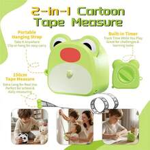 Children's Cartoon Tape Measure Alarm Clock 2-In-1 Educational Toy, Portable Multi-Function Soft Ruler Timer Teaching Aid, Parent-Child Interactive Fun Educational Early Learning Game, Suitable For Boys And Girls 3 Years Old And Above Birthday Gift, Christmas Gift - Multicolor - View 1