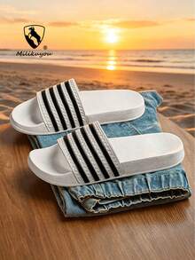 [Koleksi Baru Musim Semi/Panas] Sandal Unisex Anti Selip Sol Tebal Terbaru, Sandal Musim Panas Modis dan Serbaguna, Sepatu Pantai Olahraga yang Dapat Disesuaikan Ukuran 28-50 (Pola Asimetris) - Putih 1959 - View 4