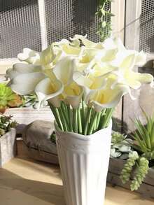 20pcs White Artificial Flowers, Silk Calla Lilies, 34cm Length, Suitable For Mother's Day, Easter, Home, Kitchen, Wedding Decoration - Ideal For Wedding Decor, Bridal Backdrop Props, Bouquets, Corsages, Wrist Flowers, Wedding Arches, Party Decoration, Gift Decoration, Restaurant Centerpieces - White - View 11