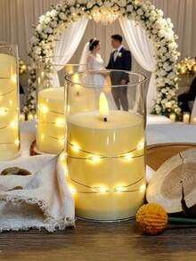 3Set/1pc LED Flameless Candle Atmosphere Decorative Light, Battery Operated (Includes Battery) Candle Atmosphere Light, Suitable For Indoor/Outdoor Wedding Party Proposal Decoration - Multicolor - View 6