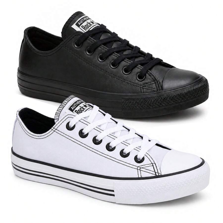 KIT 2 Low Top Leather All Rock Star Sneakers, Original Chuck Core - 黑白 - 查看 1