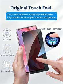 2Pcs Privacy Screen Protector Designed Compatible With OPPO, Anti-Spy Tempered Glass Film,9H Hardness,Anti-Fingerprint,Bubble Free,Easy To Install - Black - View 4