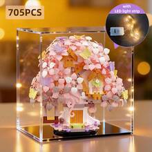 迷你櫻花樹屋積木玩具，成人與青少年組裝建築，收藏展示飾品，永恆之花，居家與辦公室裝飾，婚禮/節日/生日禮物 - 705pcs櫻花小屋 - 查看 17