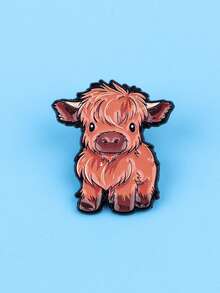 Cute Baby Highland Cow Enamel Brooch - Fluffy Animal Pin, Suitable For Backpacks And Jackets - Multicolor - View 5