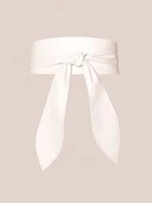 Cute 1pc Women's Wide Waistband Soft Elegant Bowknot Decorated Waist Belt With Sash Halloween Summer, School - White - View 6
