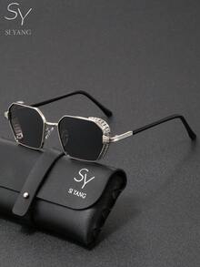 SY SI YANG Marca 1 par de gafas de moda con marco rectangular para hombres & mujeres, gafas fotocromáticas polarizadas para interiores/exteriores, gafas de viaje y caminata, gafas de diseño tallado vintage de lujo, adecuadas para caminatas al aire libre, compras, viajes, fotografía, artículo de moda - A - Ver 5