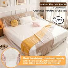 Disposable Elastic Furniture Dust Cover Plastic Dust Film Sofa Dust Cover Suitable For Furniture Dormitory Sofa Wall Decoration Dust Cover - White - View 18
