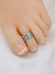 3pcs Multi-Size Solid Color Toe Ring Set, Silver/Gold/Black Summer Beach Jewelry, Minimalist Stackable Toe Rings, Suitable For Daily Wear And Vacation - Multicolor - View 8