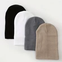 4 Pcs/Pack Solid Color Ski Hat Simple Knit Hat Unisex Suitable For Daily Casual Wear - Multicolor - View 2